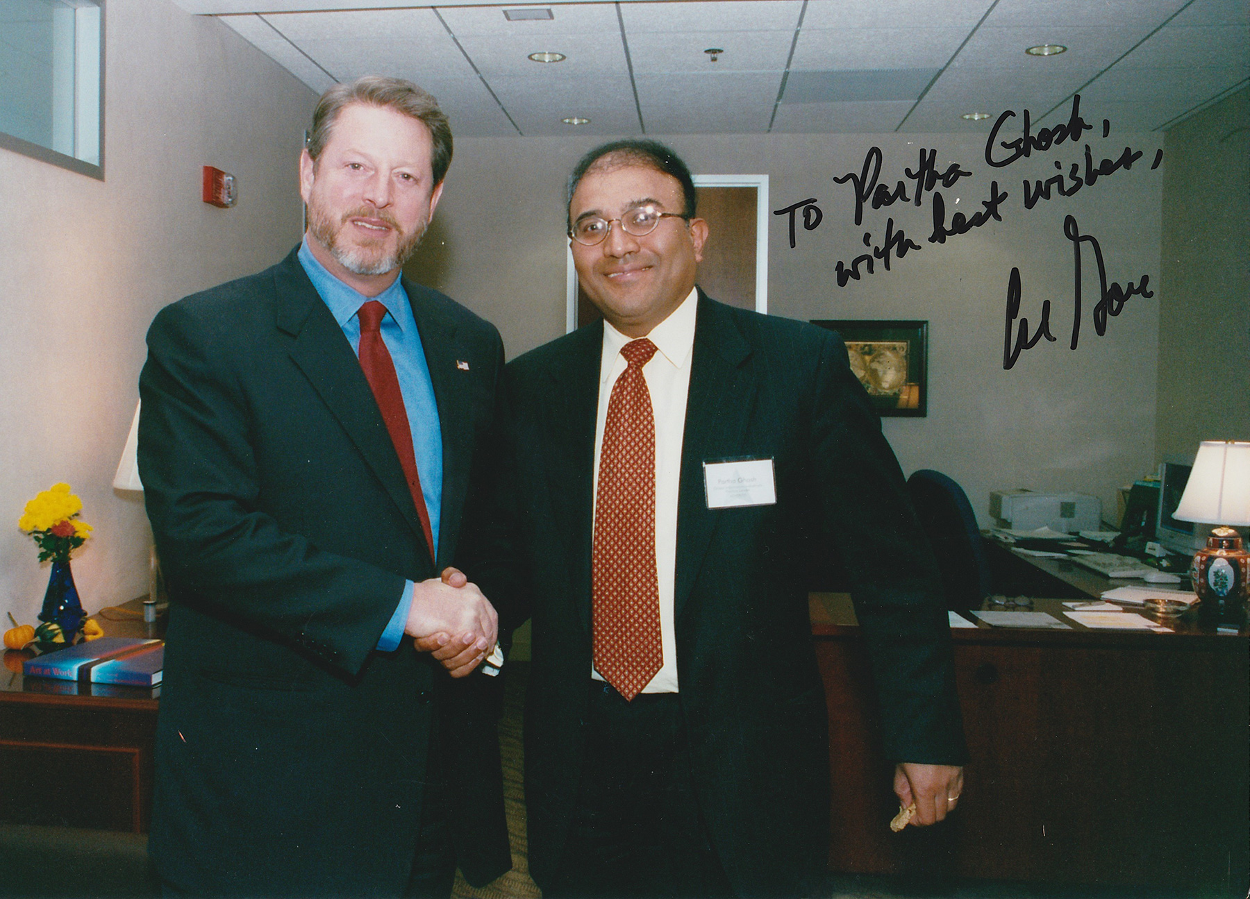 Partha Ghosh with Al Gore, Vice President of the US in Boston in 2001