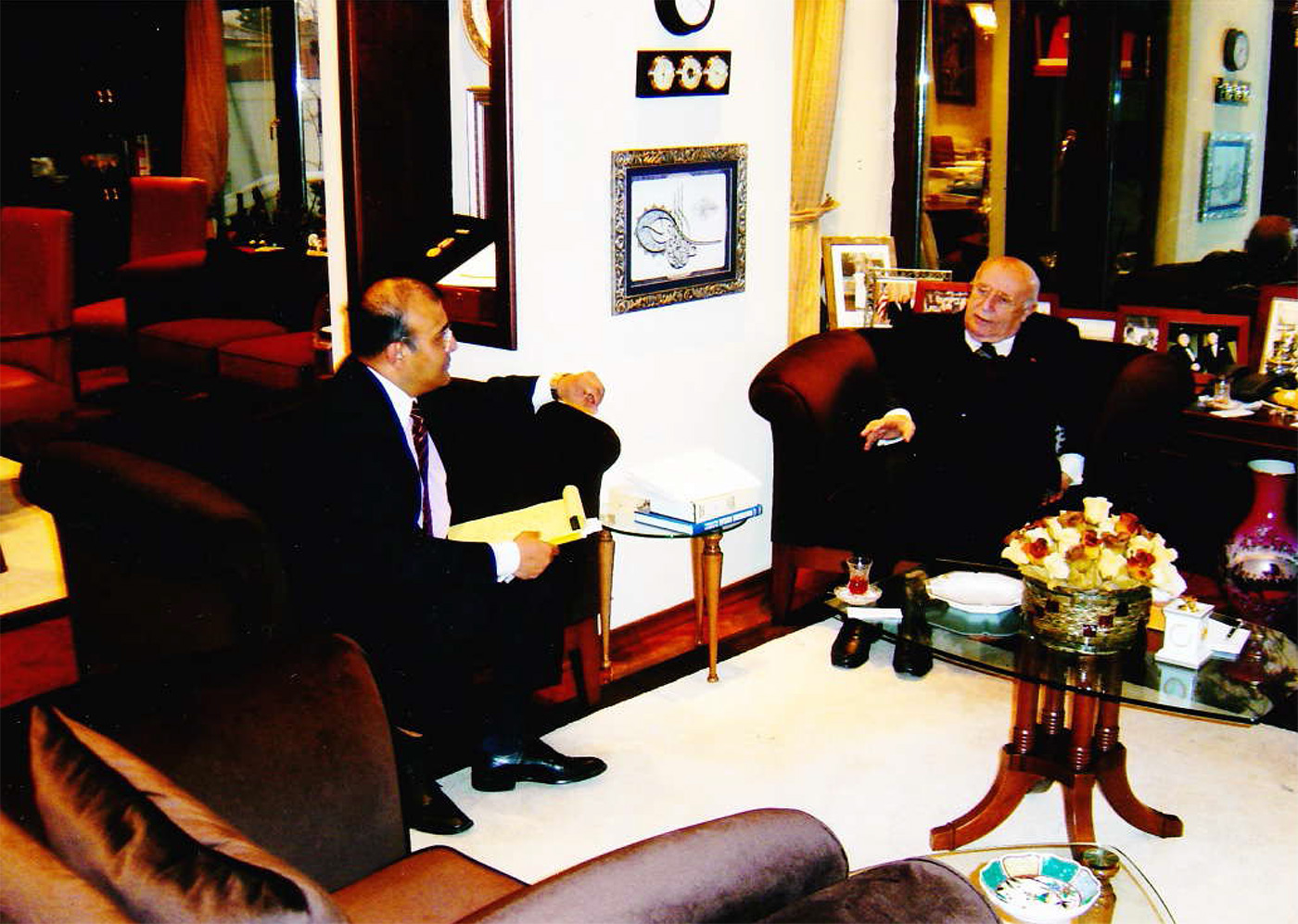 Partha Ghosh in discussion with His Excellency ex-Prime-minister and ex President of Turkey at Ankara in February 2004